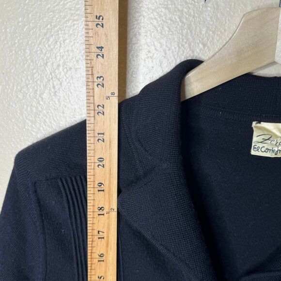 El Corte Ingles Sweater Women's Medium Black Cardigan Collared Knitted Wool Vntg - Picture 5 of 7